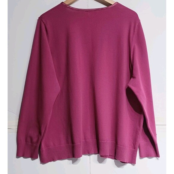 Lane Bryant Women's Pink Knit Satin Trim Snap Closure Cardigan Sweater 22/24 - Picture 2 of 6